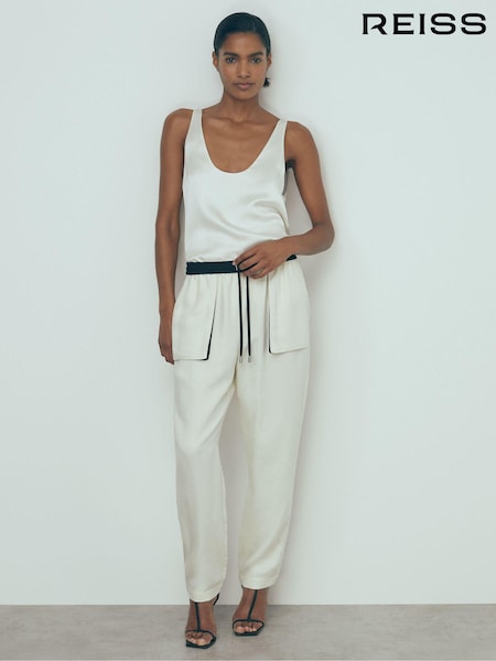 Reiss Neutral Pearl Relaxed Contrast Detail Cargo Trousers (N69499) | ₪1,786