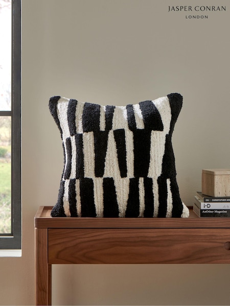 Jasper Conran London Black/White Papercut Tufted Cushion (N69583) | €37