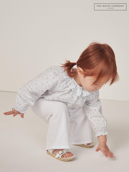 The White Company Margot Floral 100% Cotton Hand Smocked White Blouse And Trousers Set (N69616) | 152 LEI - 160 LEI