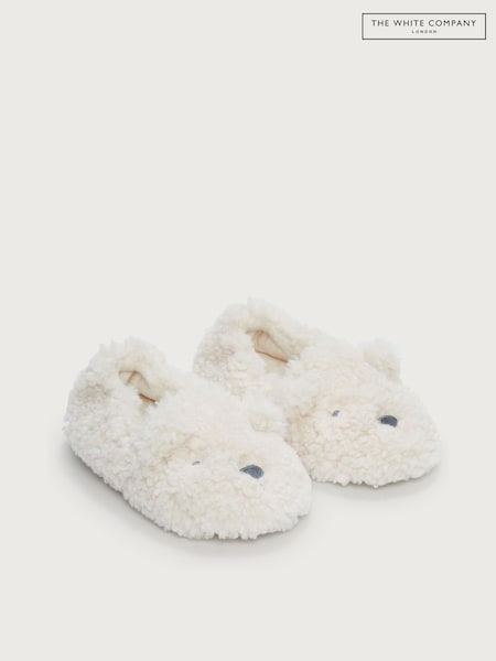 The White Company Natural Teddy Bear Borg Slipper (N69618) | €38