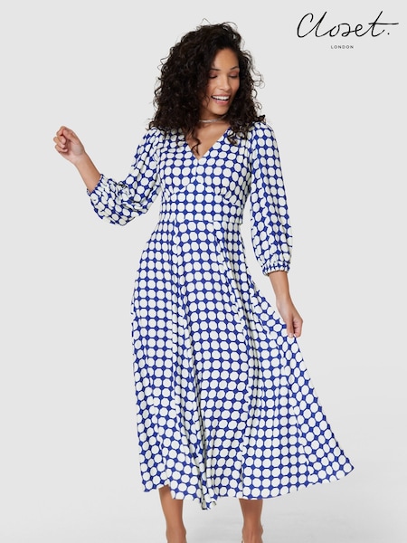 Closet London Blue Full Skirt Wrap Dress (N69803) | €72