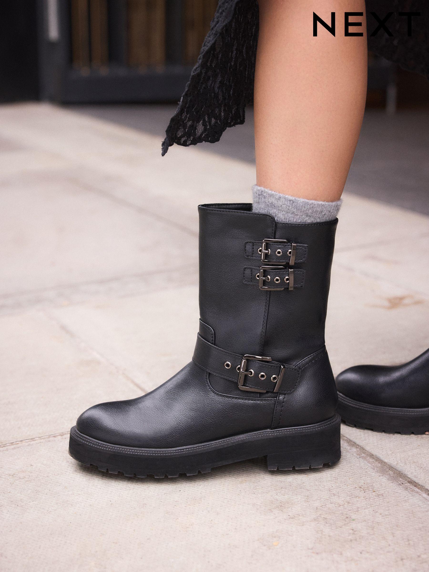 Flat ankle biker boots clearance