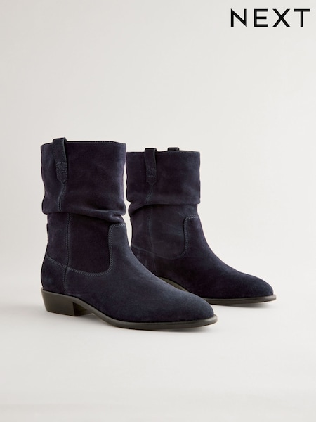 Navy Standard/Wide Fit Forever Comfort® Suede Slouch Ankle Boots (N69854) | €32
