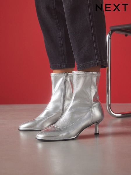 فضي - Forever Comfort® Skinny Heel Ankle Sock Boots (N69862) | ‏94 د.إ.‏