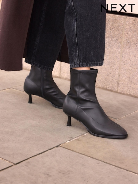 Black Standard/Wide Fit Forever Comfort® Skinny Heel Ankle Sock Boots (N69882) | AED94