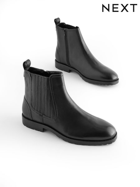 Black Extra Wide Fit Forever Comfort® Leather Chelsea Ankle Boots (N69889) | $97