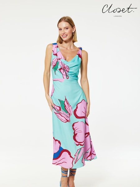 Closet London Blue Cowl Neck Aline Dress (N69917) | €73