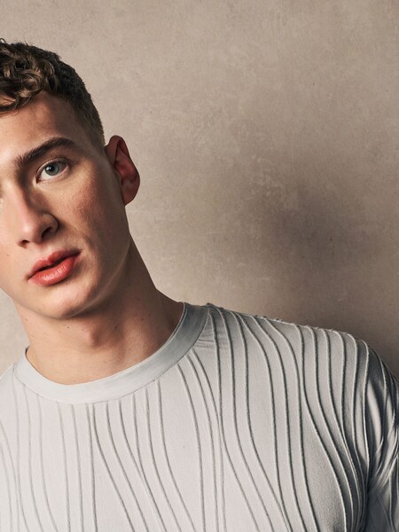 Grey Relaxed Fit Textured T-Shirt (N70013) | €5