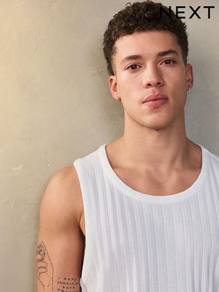 White Textured Ribbed Vest (N70025) | €6