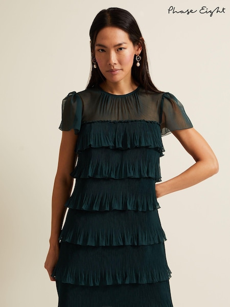 Phase Eight Dark Green Mimi Frill Mini Dress (N70076) | €79