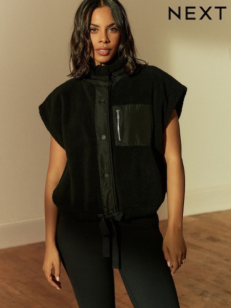 Black Borg Woven Patch Teddy Gilet (N70101) | €42