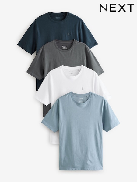 Blue/Navy/White/Steel Regular Fit 100% Cotton T-Shirts 4 Pack (N70107) | $59