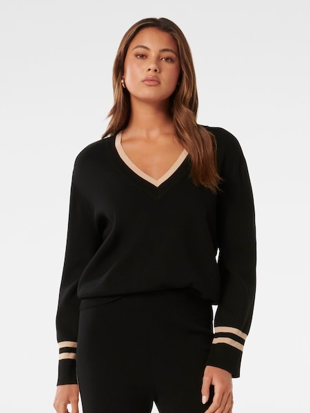 Forever New Black Hattie V-Neck Co-Ord Knit Jumper (N70190) | €51