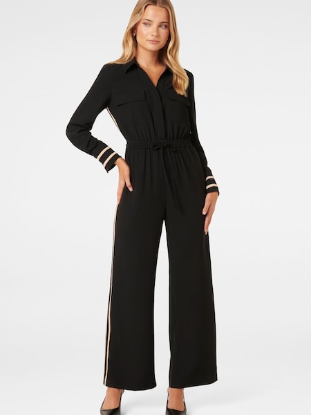 Forever New Black Asher Side Stripe Jumpsuit (N70208) | €70