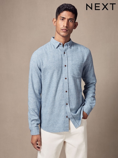 Light Blue Brushed Texture 100% Cotton Long Sleeve Shirt (N70377) | €6