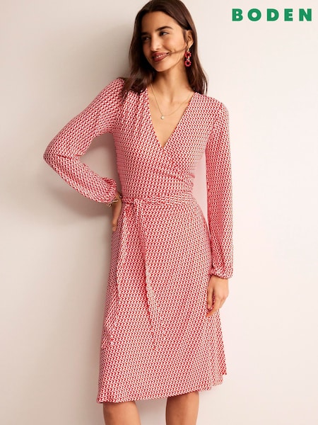 Boden Red Joanna Jersey Midi Wrap Dress (N70440) | €59