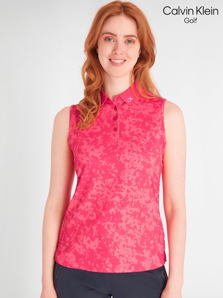 Calvin Klein Golf Pink Canvas Print Polo Shirt (N70450) | €30