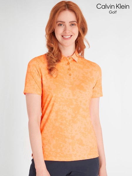 Calvin Klein Golf Orange Canvas Print Polo Shirt (N70458) | ‏277‏₪