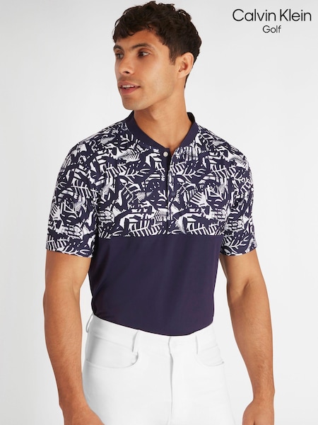 Calvin Klein Golf Blue Brookhill Blade Collar Polo shirt (N70476) | 136 QAR