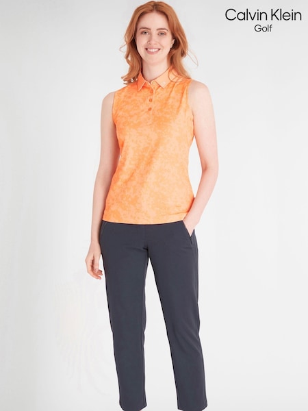 Calvin Klein Golf Orange Canvas Print Polo Shirt (N70486) | ‏226‏₪