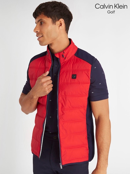 Calvin Klein Golf Red Rangewood Full Zip Hybrid Gilet (N70487) | AED233