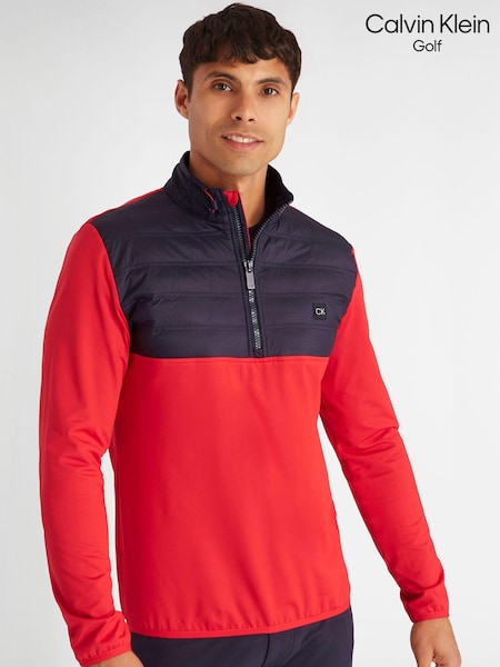 Calvin Klein Golf Red Rangewood Quarter Zip Hybrid Base Layer (N70500) | AED204