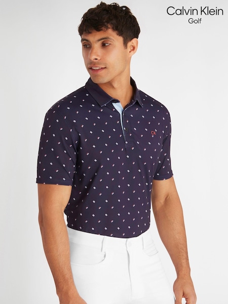 Blue - Calvin Klein Golf Treble Striken Print Polo Shirt (N70547) | 78 €