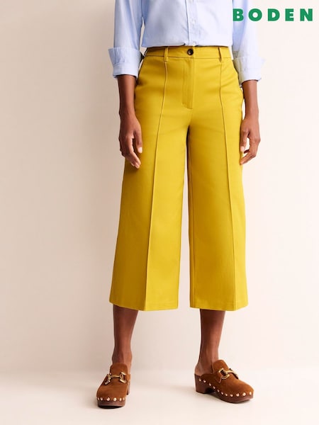 Boden Yellow Clean Wide Crop Trousers (N70637) | €62