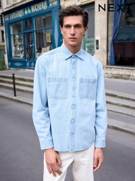 Denim Twin Pocket 100% Cotton Overshirt (N70704) | 47 zł