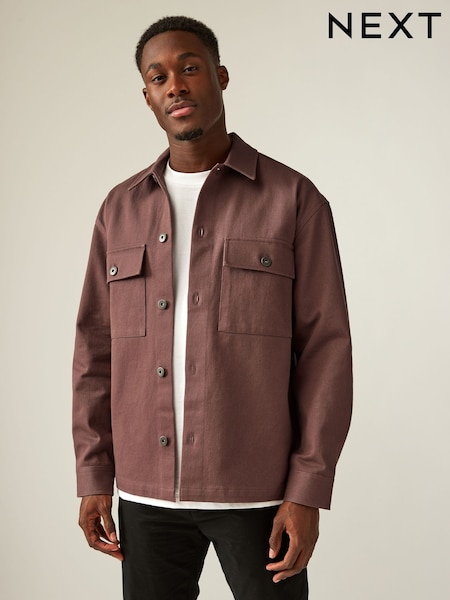 Clay Brown 100% Cotton Twin Pocket Shacket Overshirt (N70750) | €25