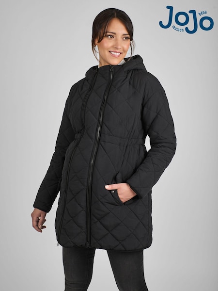 JoJo Maman Bébé Black 2-In-1 Maternity Quilted Jacket (N70816) | €111