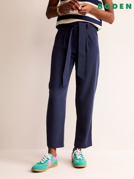 Boden Blue Tapered Tie Waist Trousers (N70827) | €65