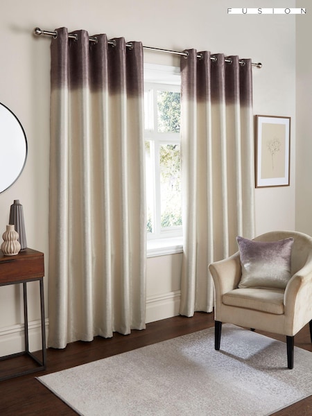 Fusion Natural Ombre Strata Room Darkening Pair of Eyelet Curtain (N70874) | R$ 195 - R$ 585