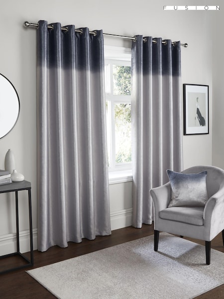 Fusion Grey Ombre Strata Room Darkening Pair of Eyelet Curtain (N70884) | 99 QAR - 292 QAR