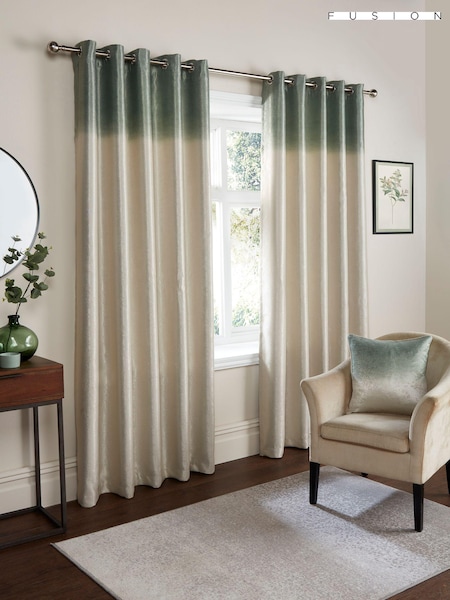 Fusion Green Ombre Strata Room Darkening Pair of Eyelet Curtain (N70896) | €40 - €108