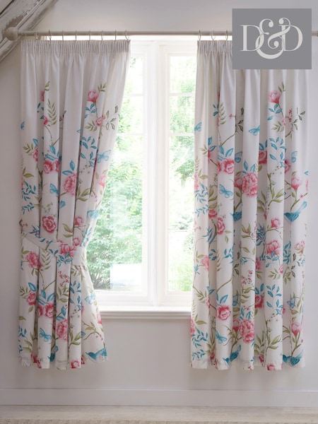 Dreams & Drapes Blue Amelle Lined Pair of Pencil Pleat Curtains (N70905) | R$ 445
