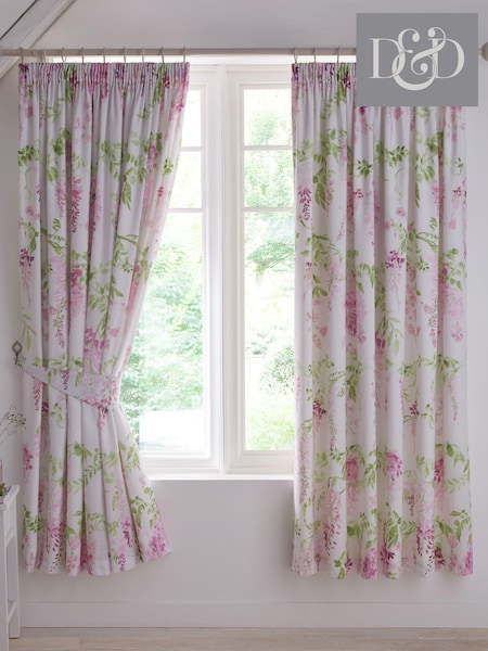 Dreams & Drapes Pink Wisteria Lined Pair of Pencil Pleat Curtains (N70984) | R$ 445