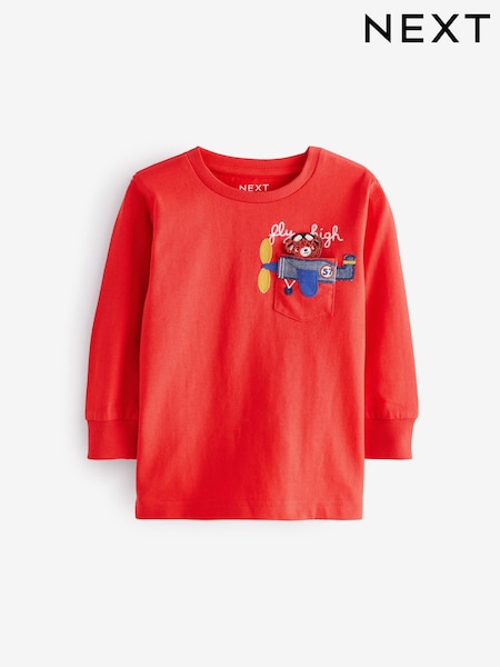 Red Plane Pocket Long Sleeve Interactive T-Shirt (3mths-7yrs) (N71065) | TRY 241 - TRY 315