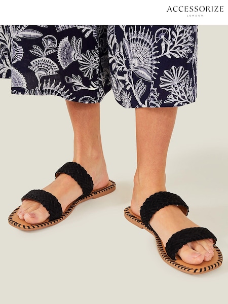 Accessorize Black Suede Double Strap Sliders (N71125) | €18.50