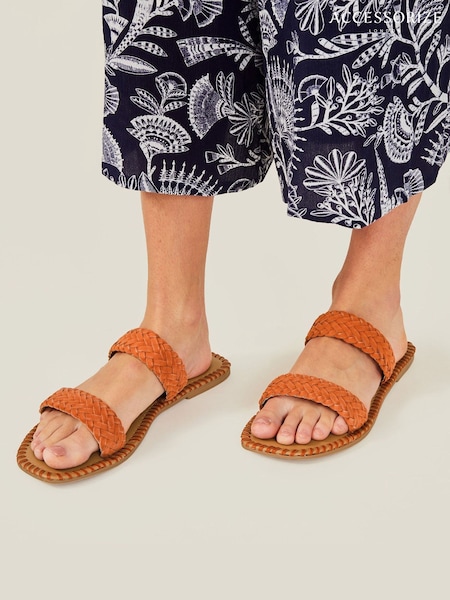 Accessorize Orange Suede Double Strap Sliders (N71126) | €17.50