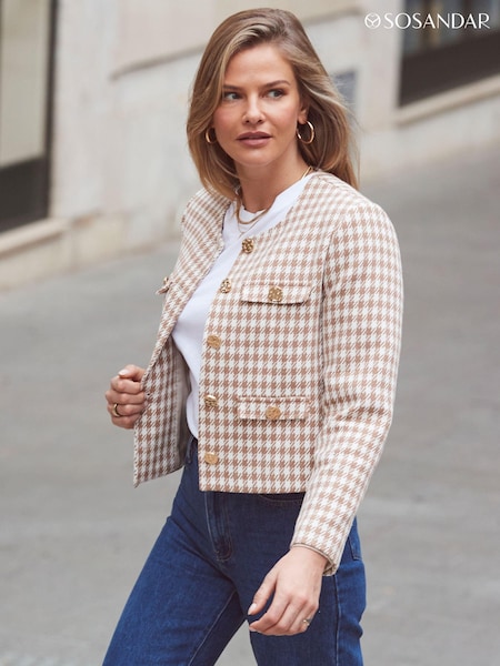 Sosandar Natural Collarless Jacket (N71178) | €51