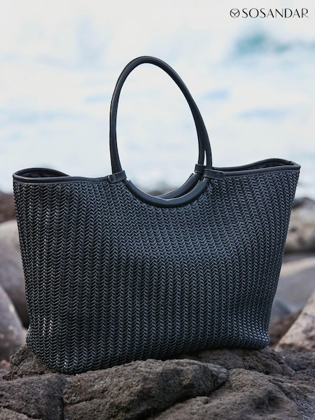 Sosandar Oversized Faux Leather Woven Tote Bag (N71185) | kr1 160