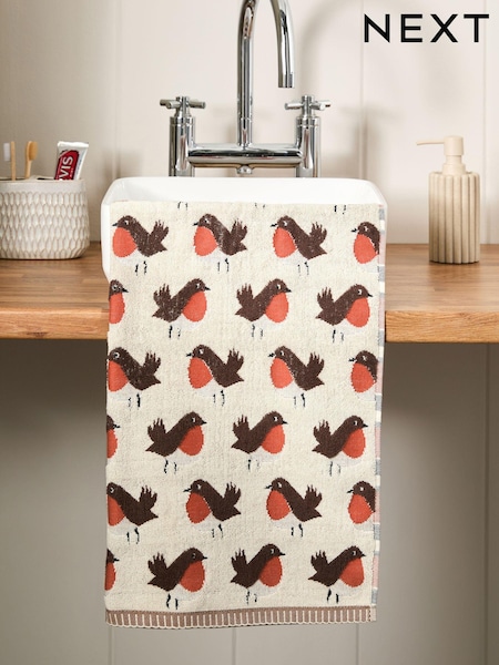 Christmas Robin Bird 100% Cotton Hand Towel (N71236) | 8 €