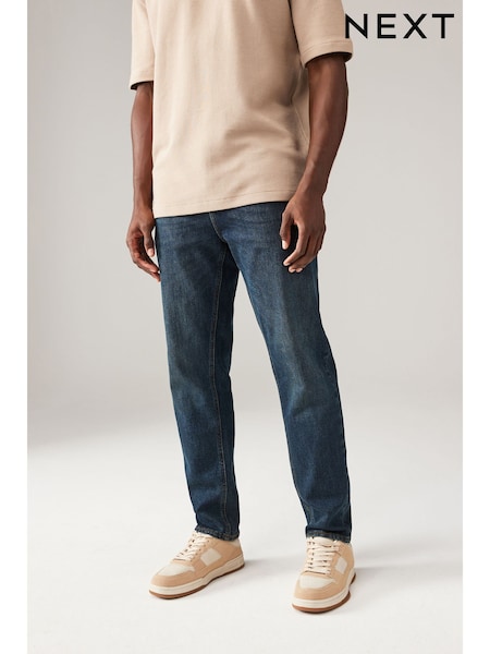 Blue Dark Vintage Regular Tapered Fit Vintage Wash Denim Jeans (N71237) | €34