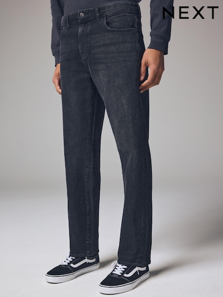 Black Vintage Straight Fit Vintage Stretch Authentic Jeans (N71273) | AED91
