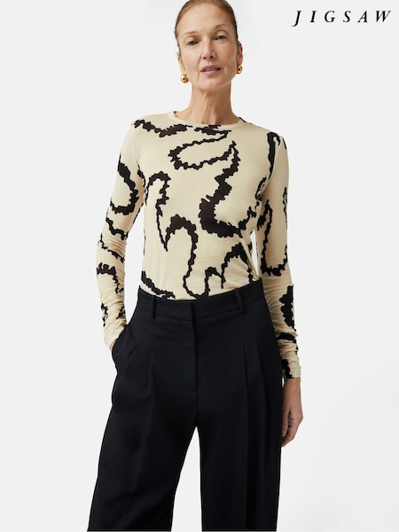 Jigsaw Cream Hydra Coral Sheer Cotton Top (N71427) | €41.50