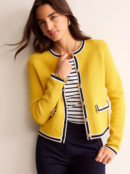 Galben - Cardigan tricotat decupat Boden 100% bumbac Holly (N71440) | 560 LEI