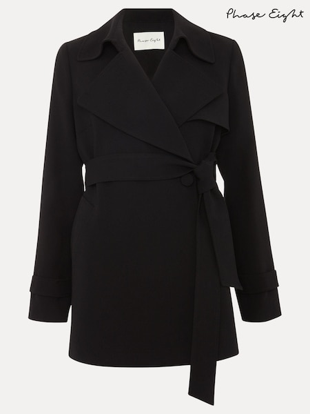 Phase Eight Black Drapey Longline Demi Coat (N71559) | €95