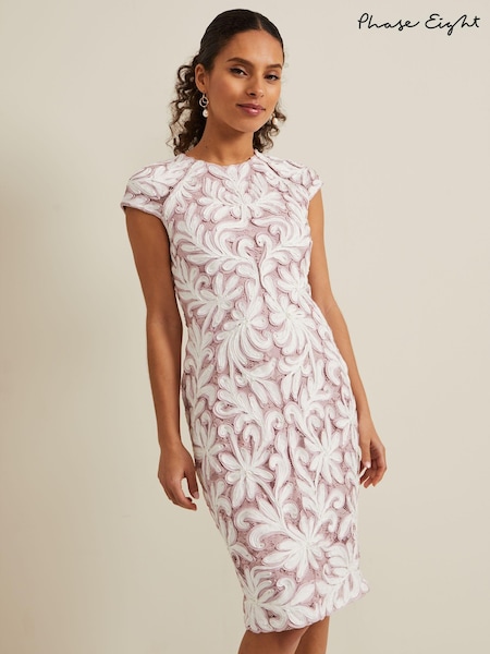 Phase Eight Pink Petite Petite Karima Tapework Midi Dress (N71568) | R$ 1.965