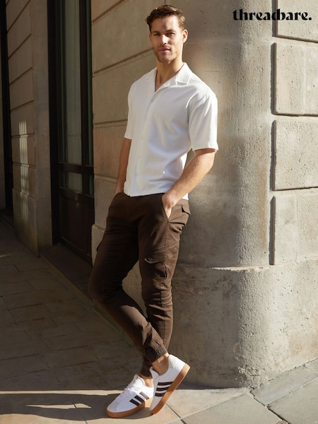 Threadbare Dark Brown Cotton Jogger Style Cargo Trousers With Stretch (N71591) | R$ 370